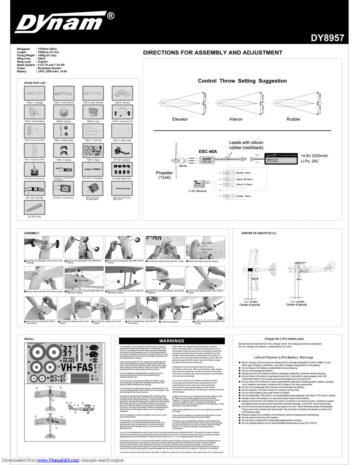 Dynam DY8957 Directions For Assembly And Adjustment