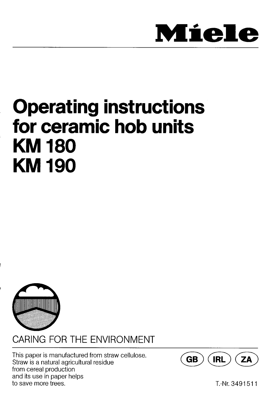 Miele KM 190, KM 180 Operating instructions