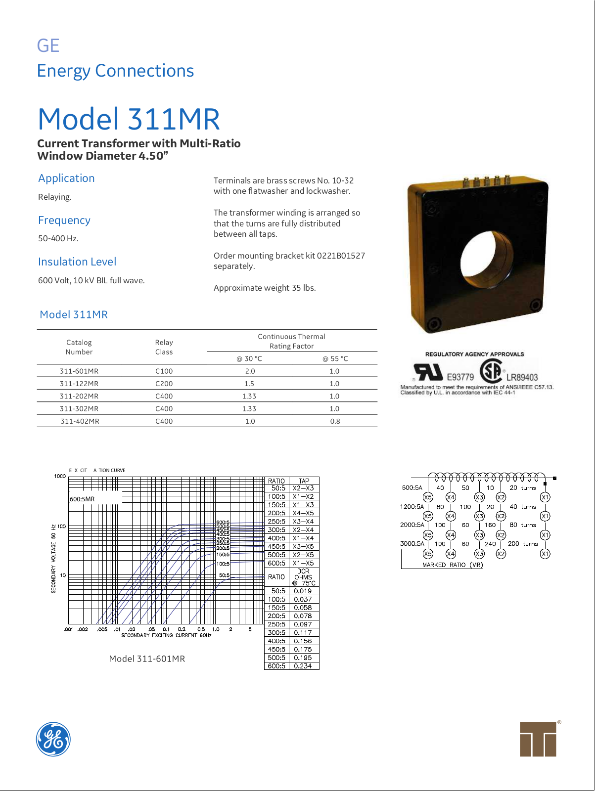 Instrument Transformer, Div of GE 311MR Data Sheet