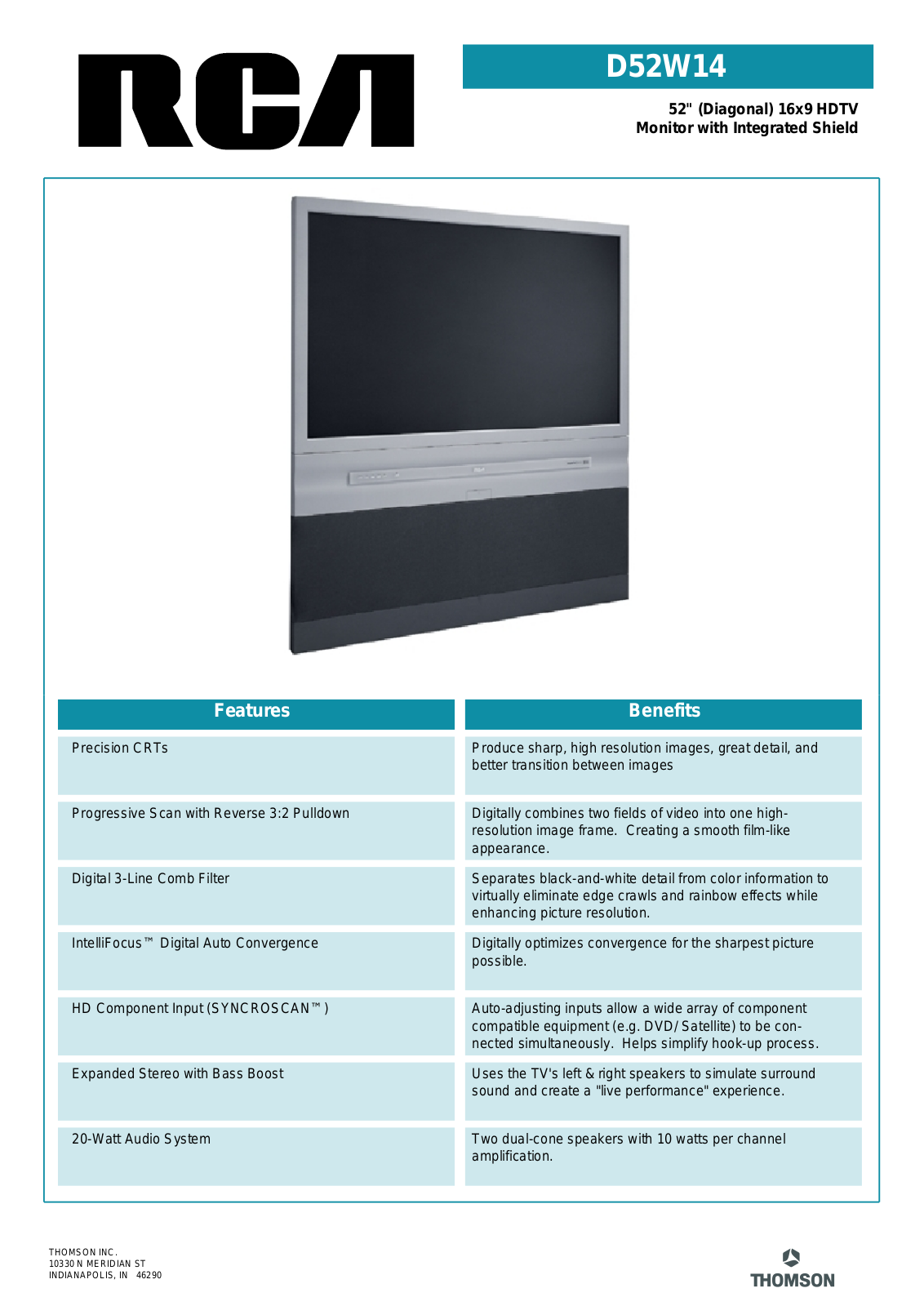 RCA d52w14 User Manual