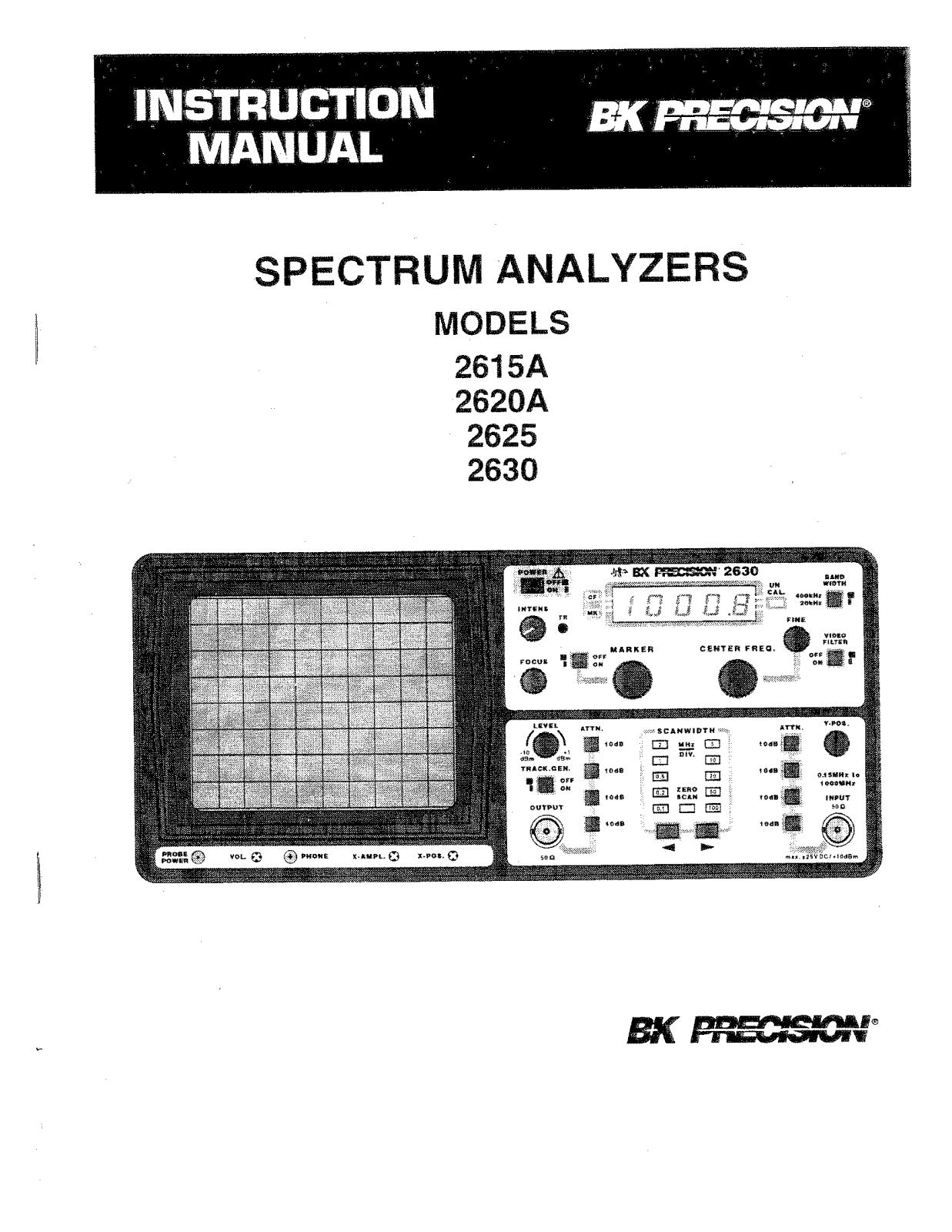 BK Precision 2630, 2625, 2620A, 2615A User Manual