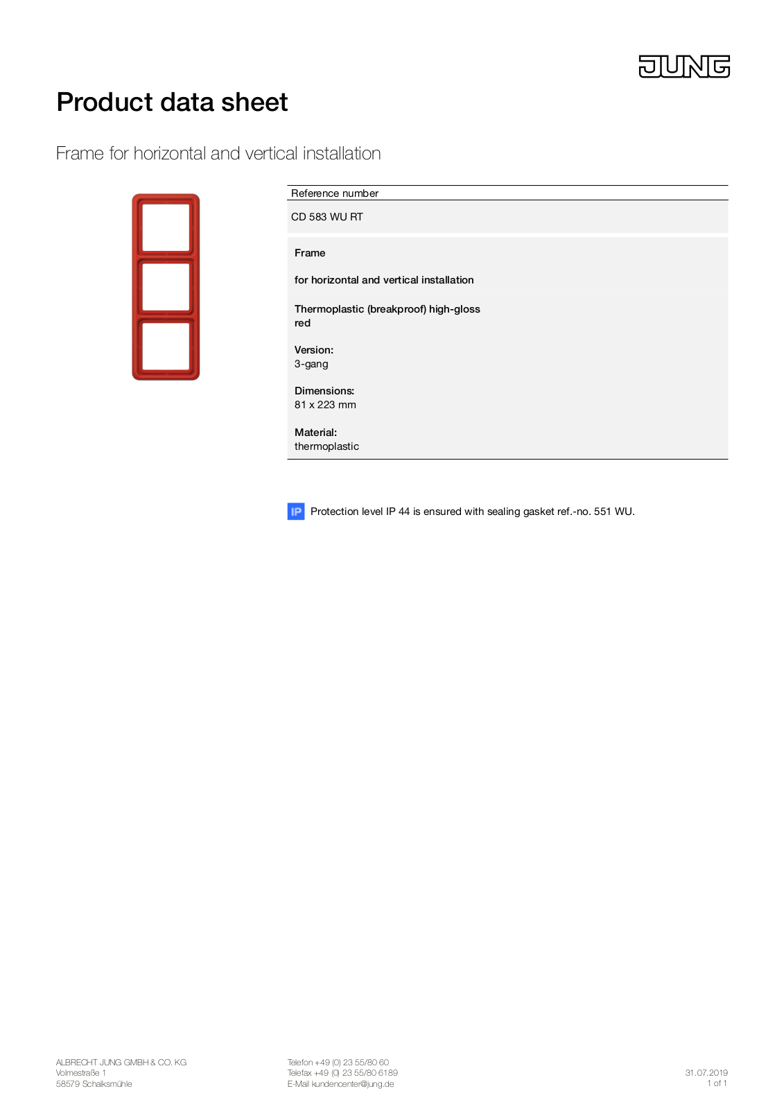 Jung CD 583 WU RT User Manual