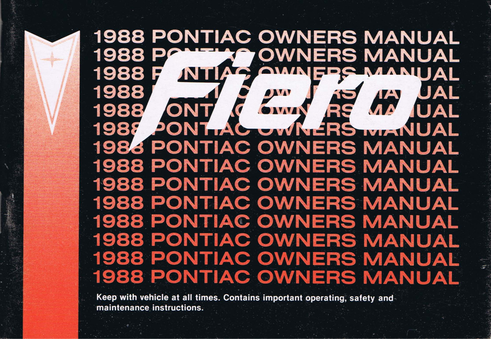 Pontiac Fiero 1988 User Manual