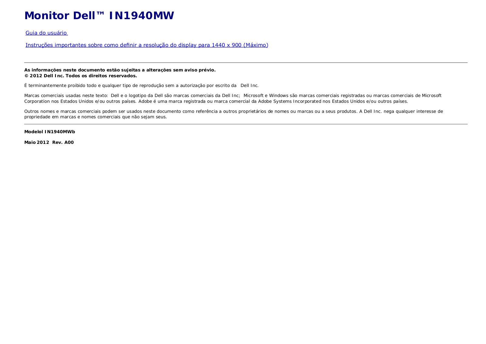 Dell IN1940MW User Manual