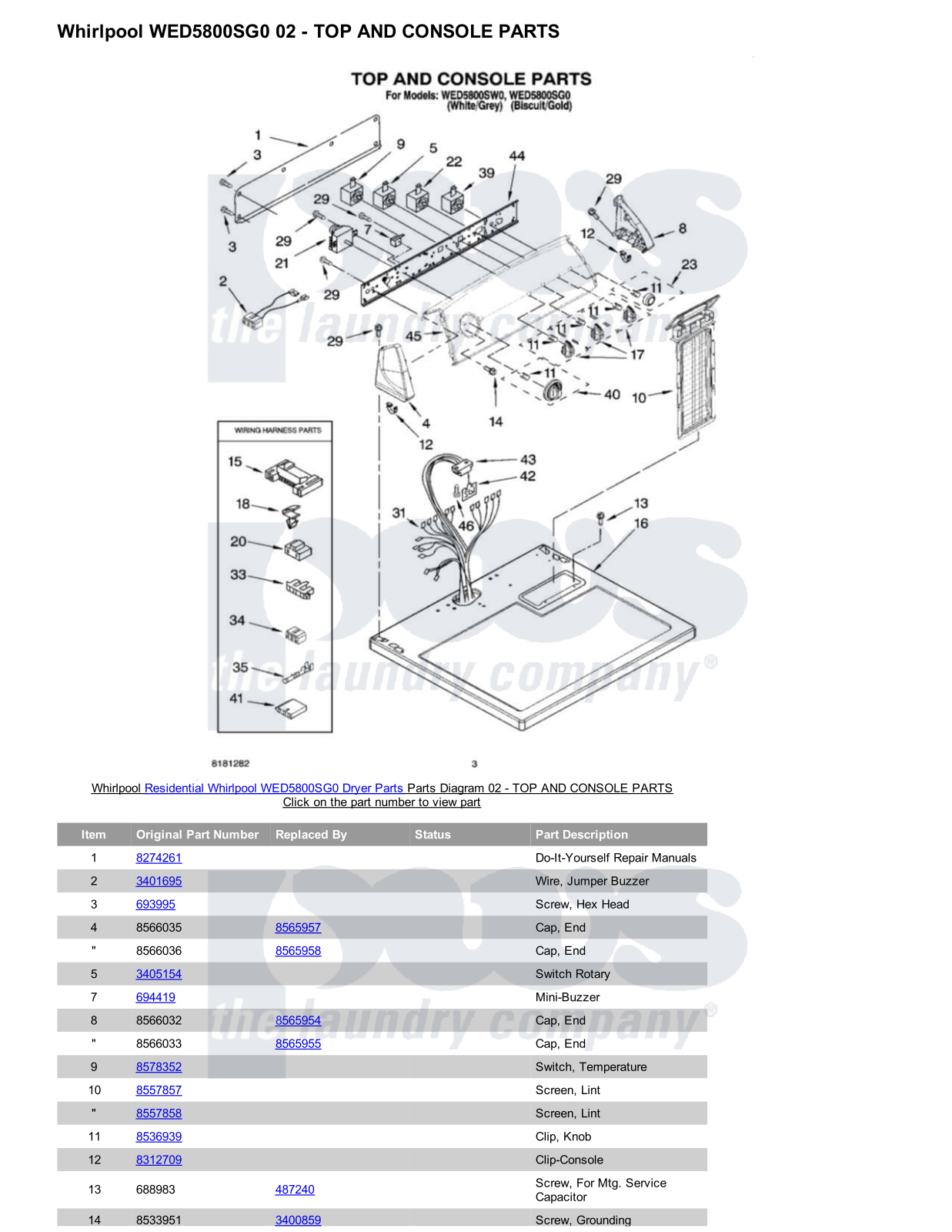 Whirlpool WED5800SG0 Parts Diagram