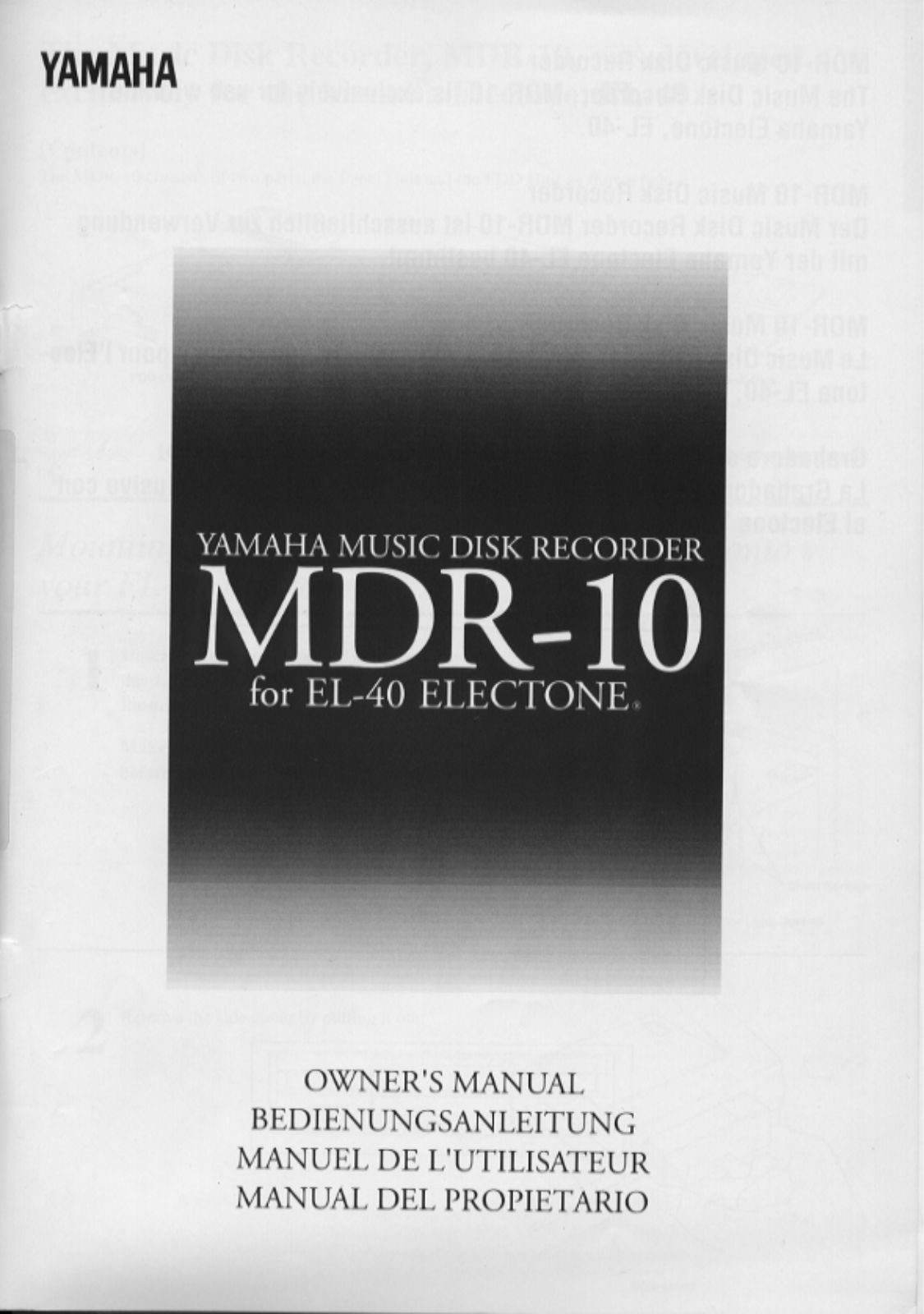 Yamaha MDR10, MDR10E User Manual