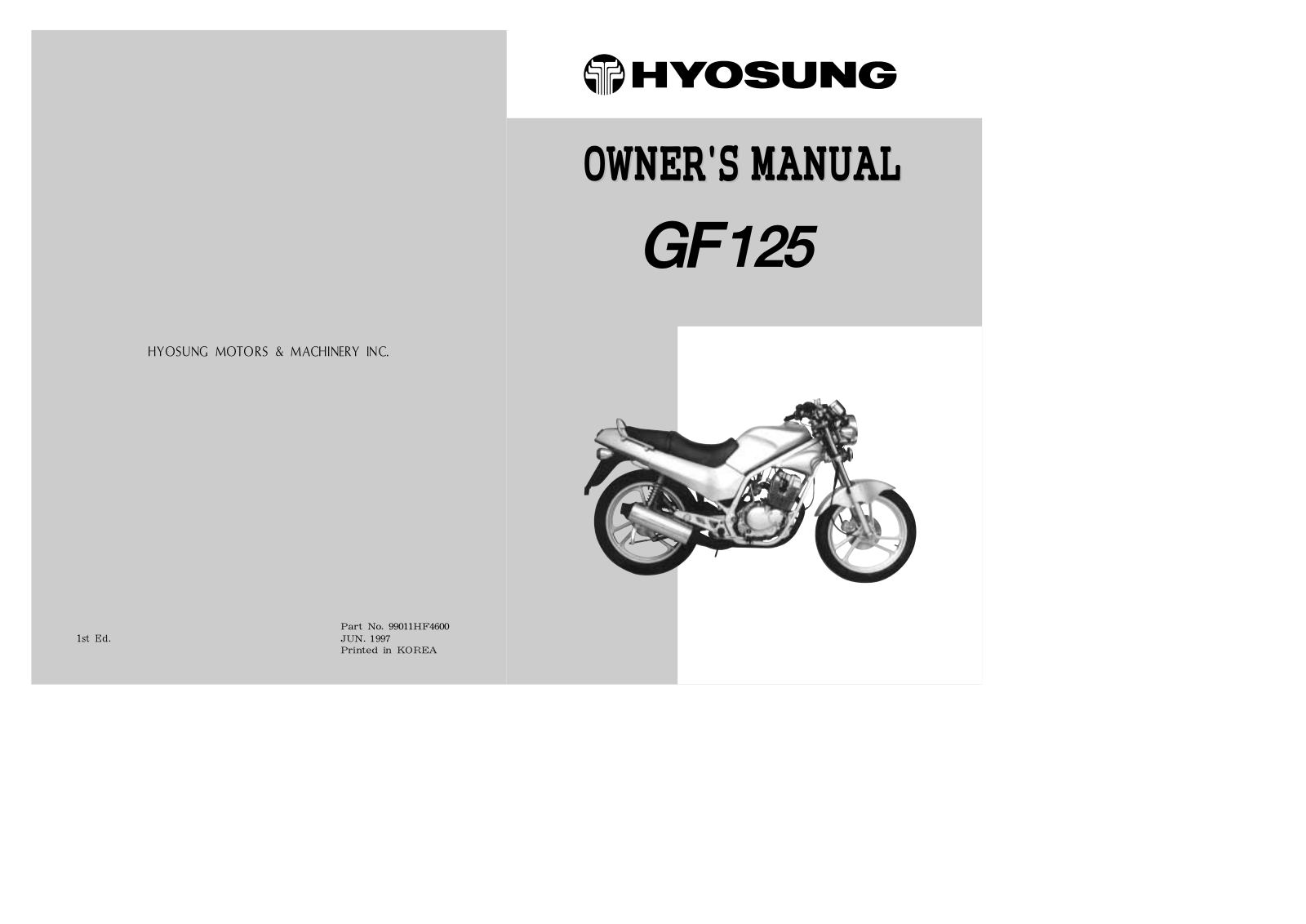 Hyosung GF125 1997 Owner's manual