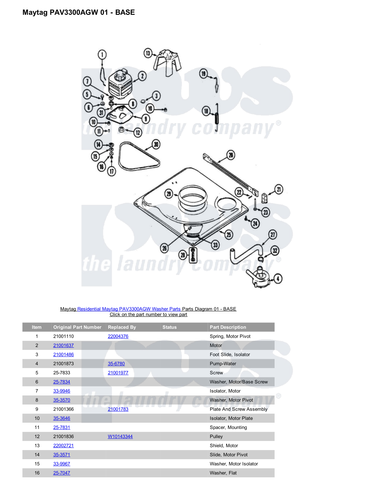 Maytag PAV3300AGW Parts Diagram