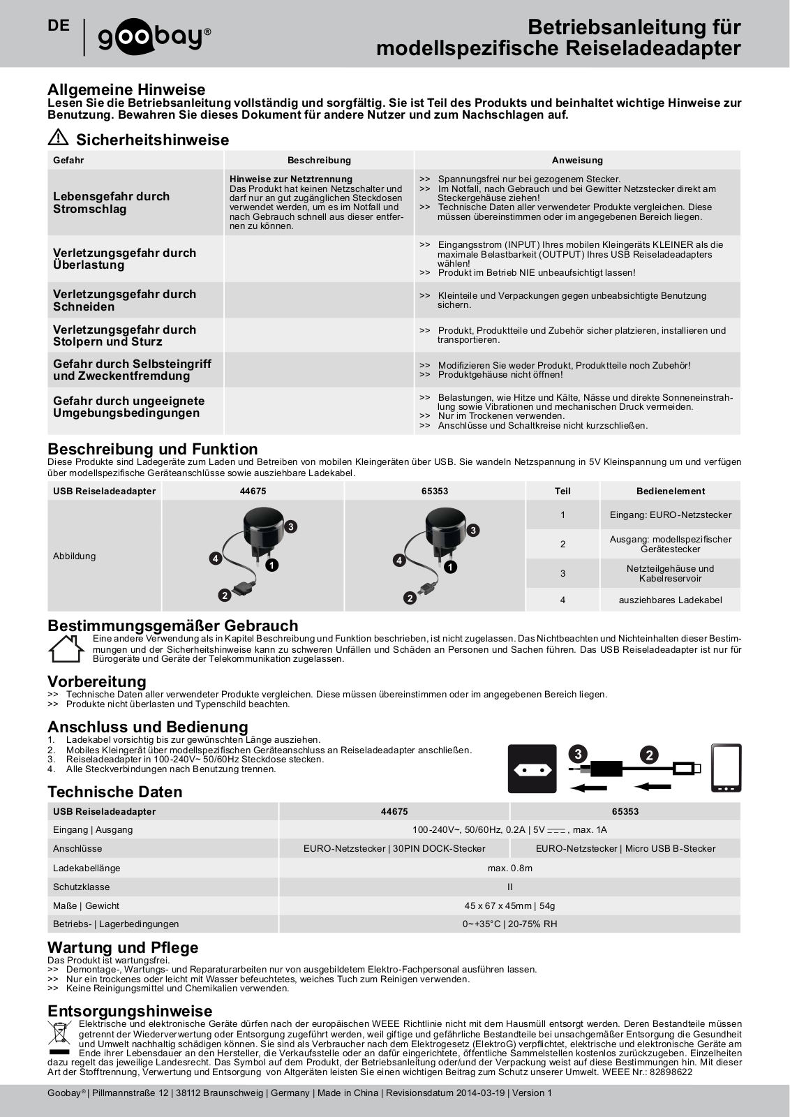 Goobay 65353, 44675 User guide