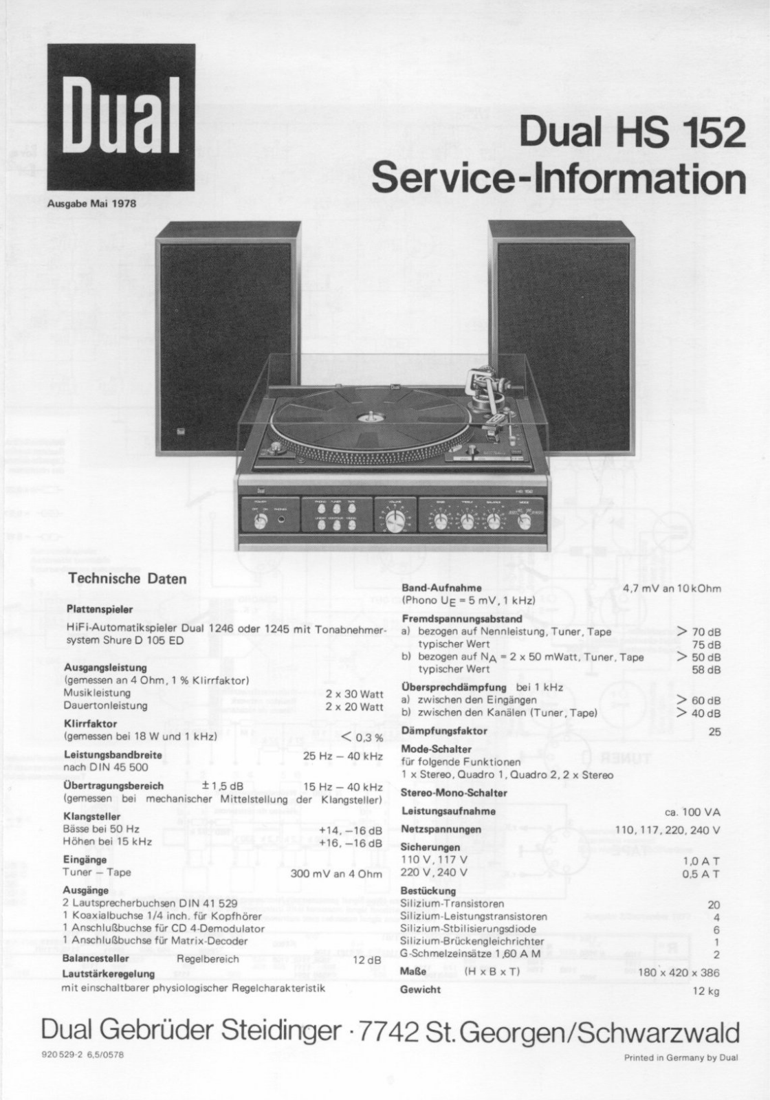 Dual HS-152 Service manual