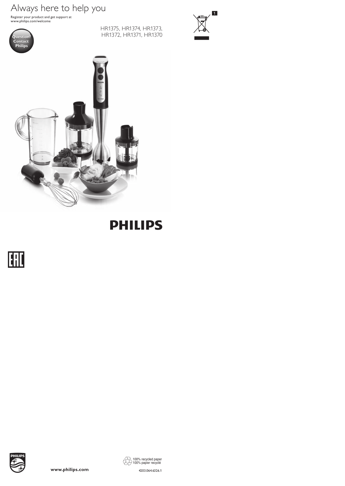 Philips HR1373 User manual