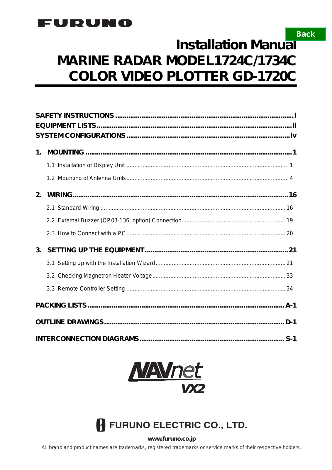 Furuno 1734C User Manual