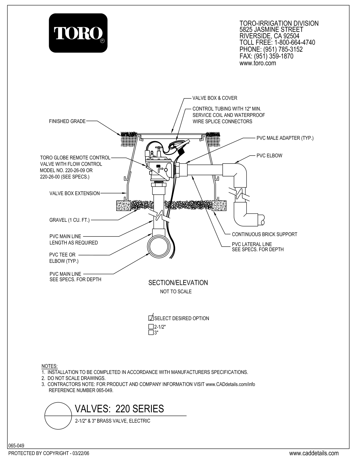 Toro 220 Installation Manual