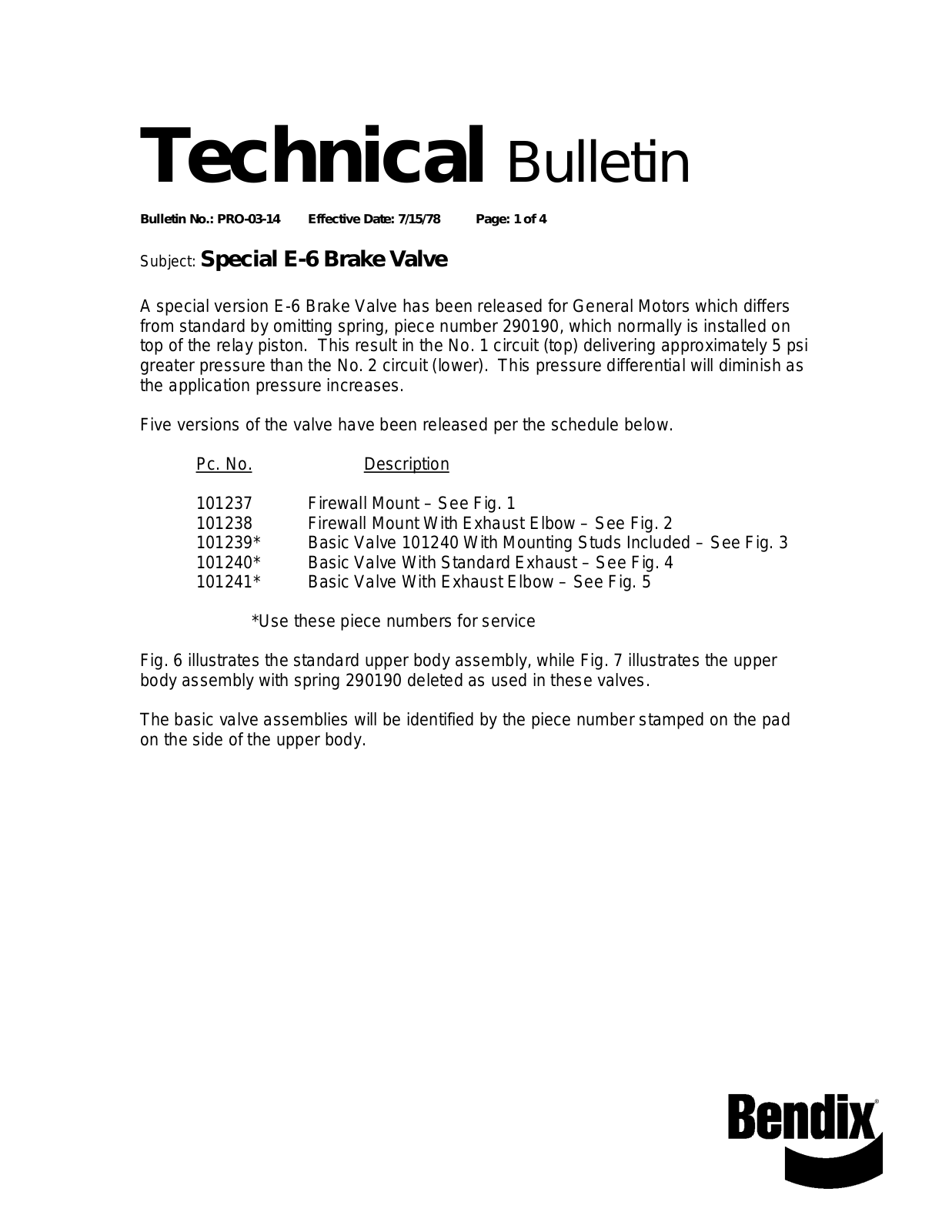 BENDIX TCH-003-014 User Manual