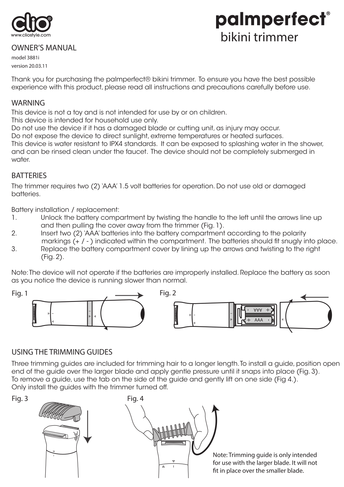 Clio 3881i Owner's Manual