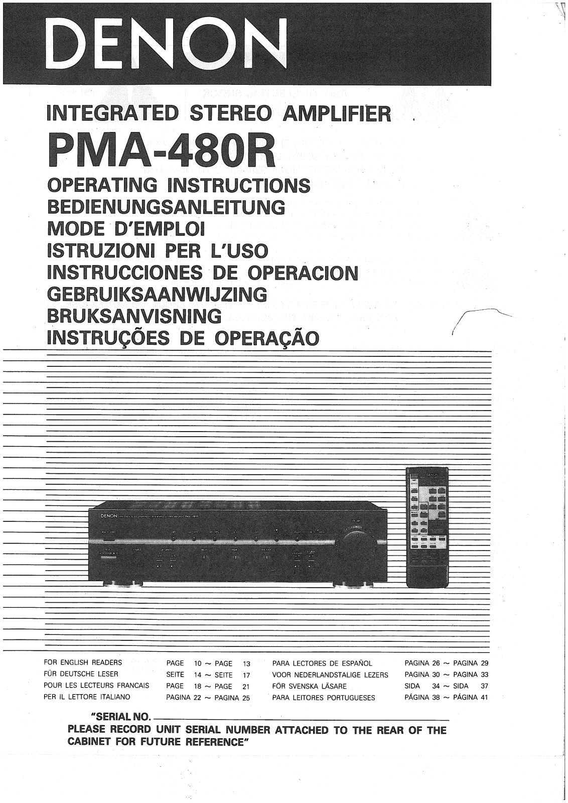 Denon PMA-480R Owner's Manual