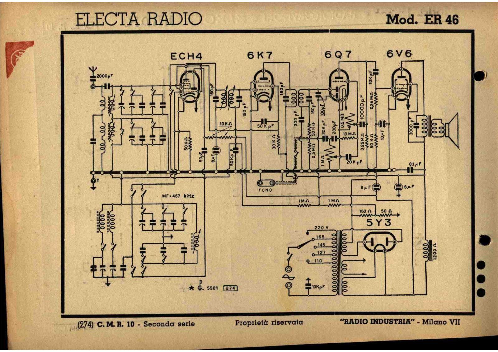 Electa Radio er46 schematic