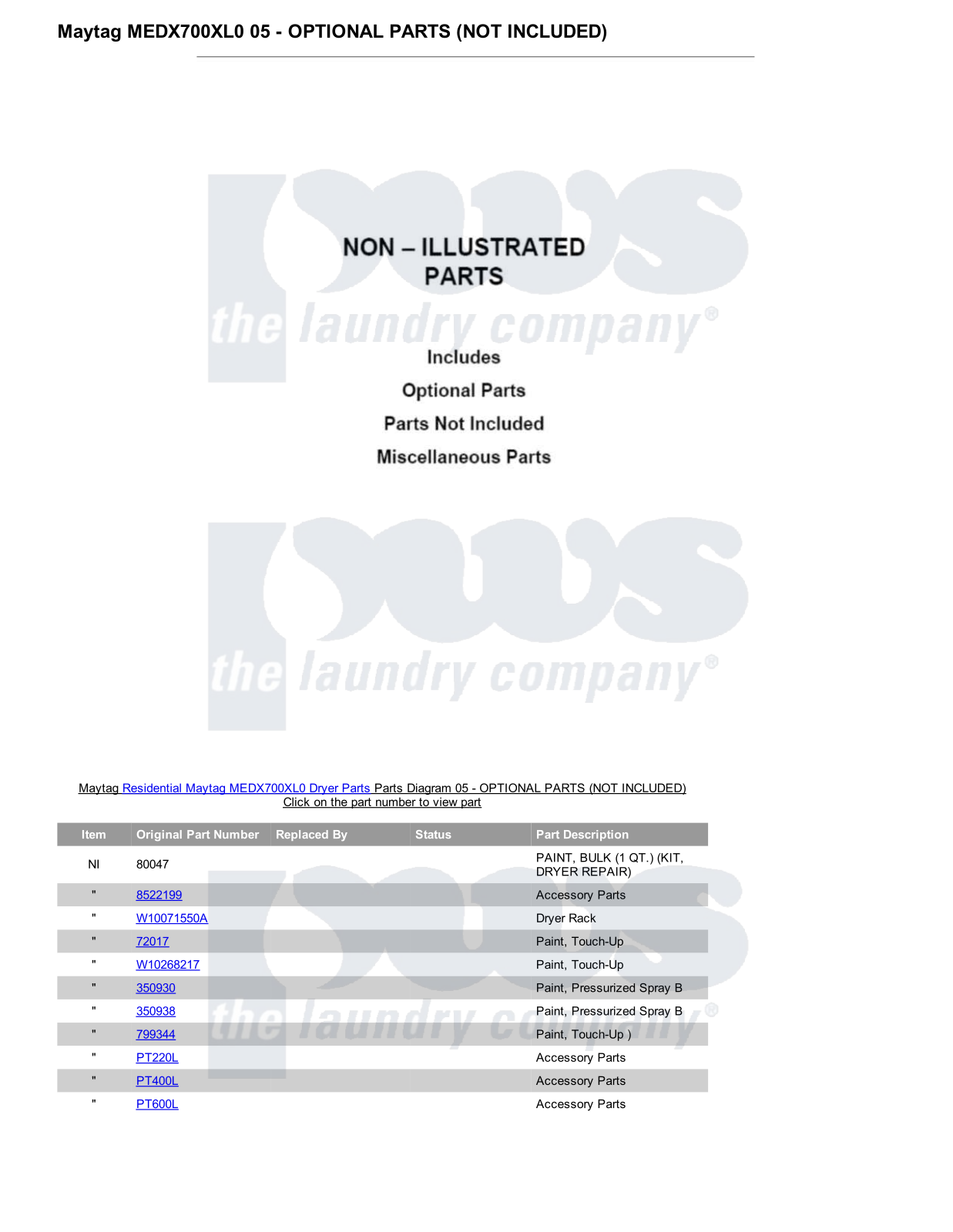 Maytag MEDX700XL0 Parts Diagram