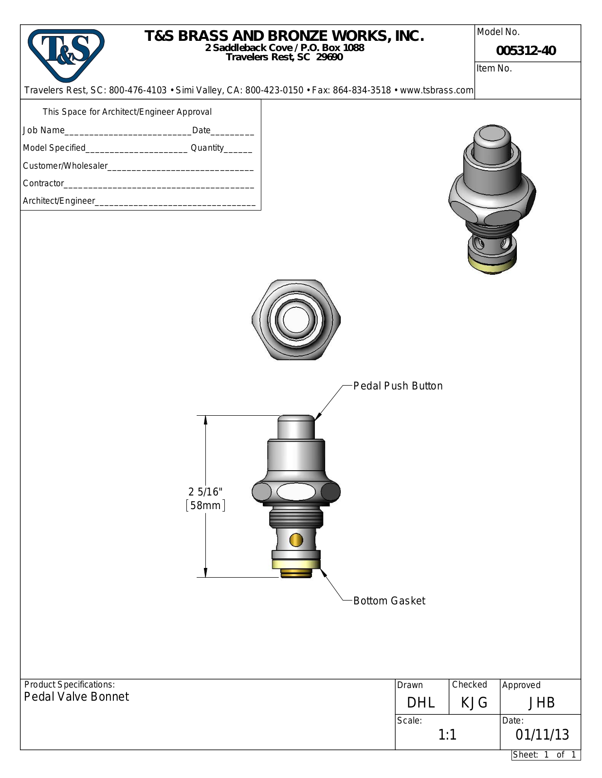 T&S Brass 005312-40 User Manual