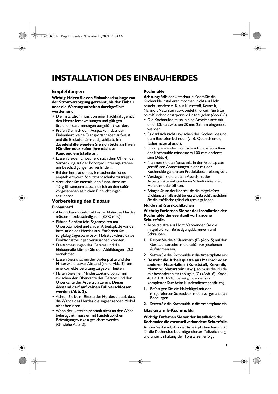 Whirlpool AKP 376 AV, AKP 300/01 WH, AKS 201 WH, AKS 201 NB, AKP 310 WH INSTALLATION