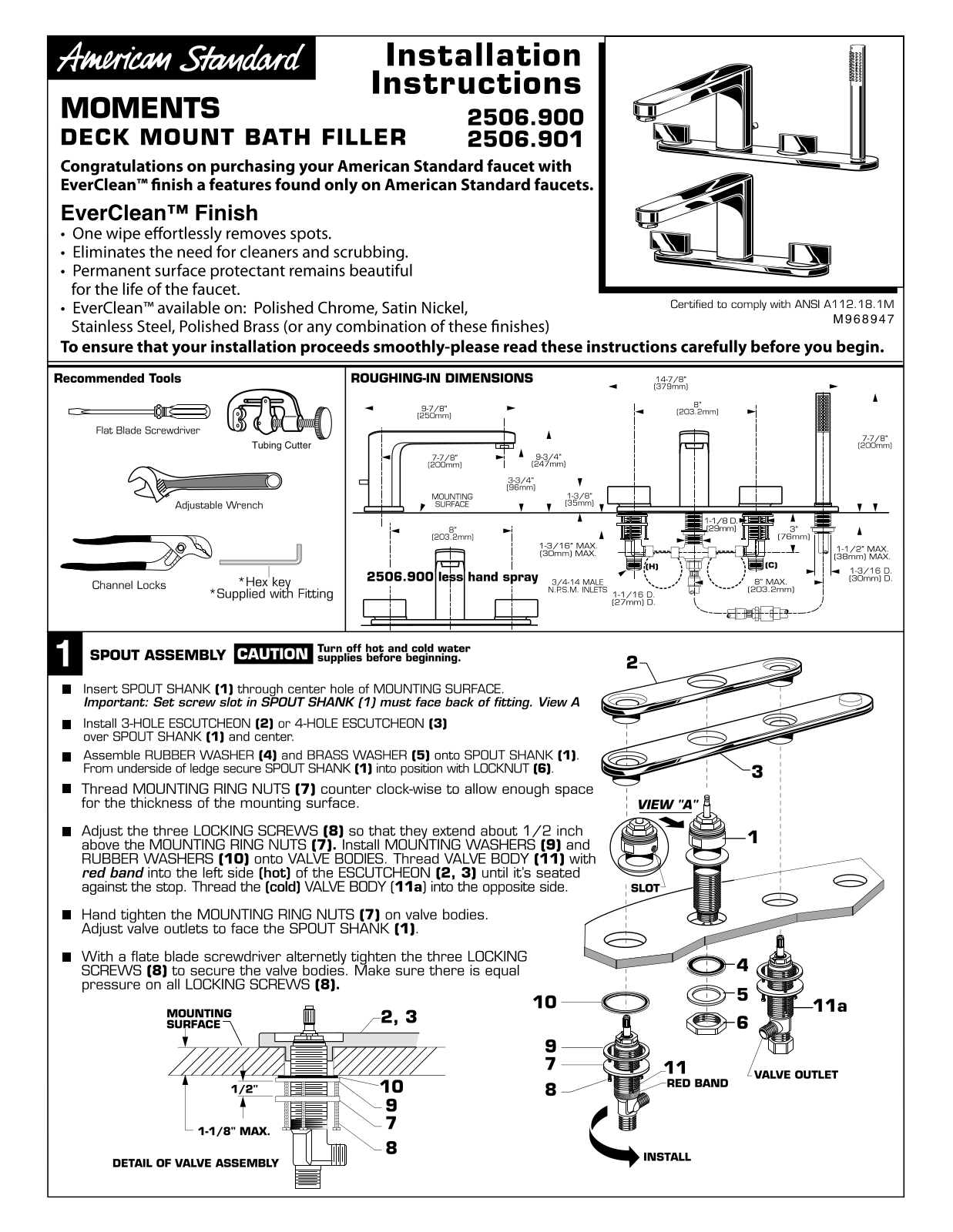 American Standard 2506.901, 2506.900 User Manual