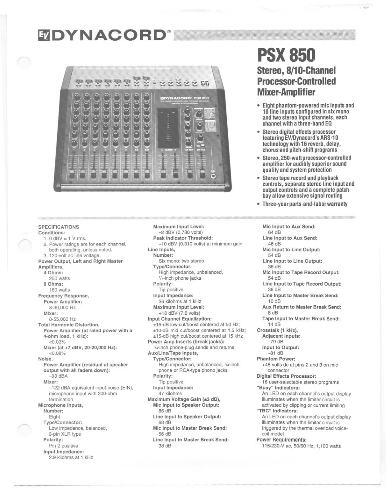 Dynacord PSX 850 User Manual