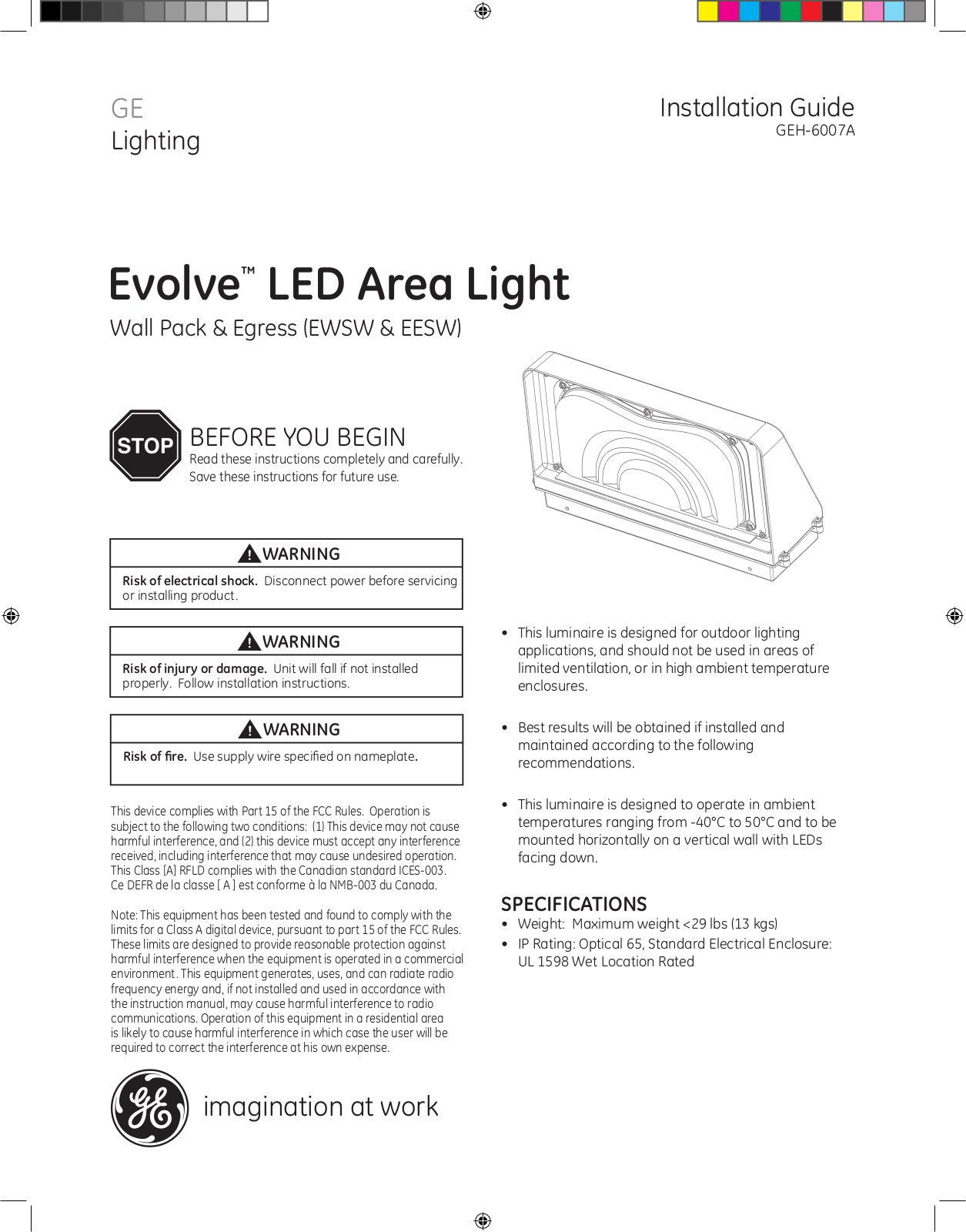 GE EWSW, EESW Installation Guide