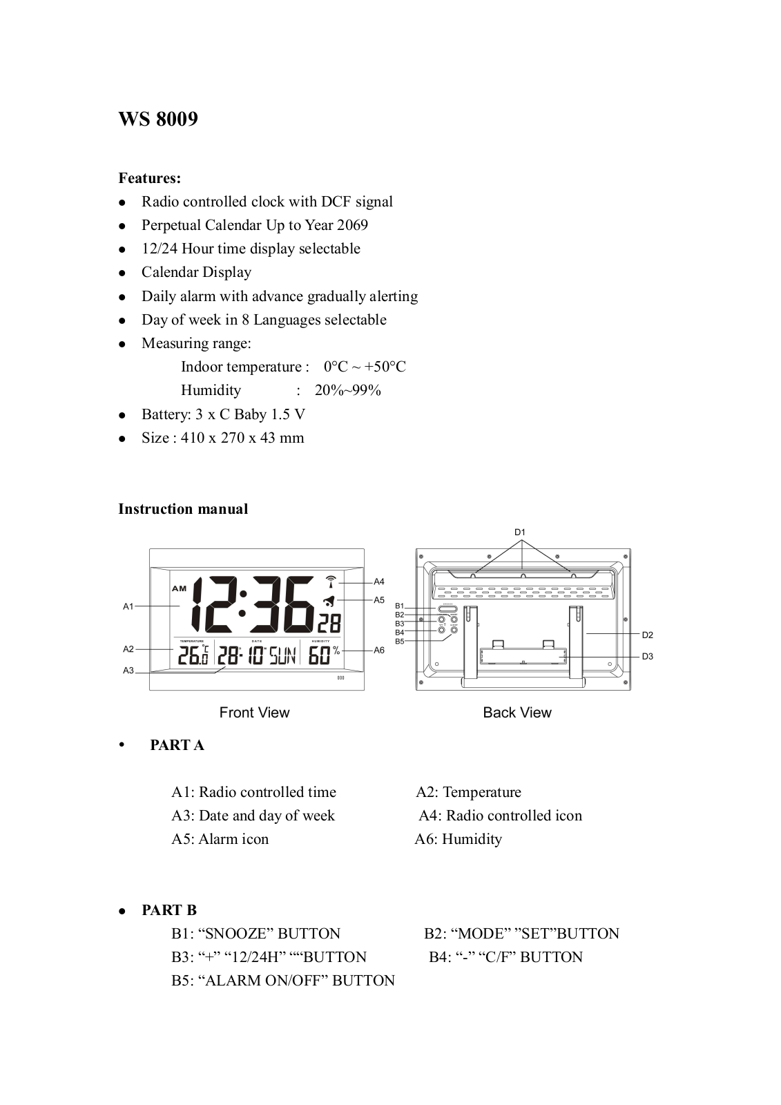 La Crosse Technology WS8009 User Manual