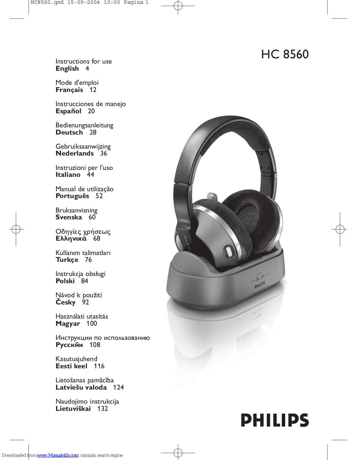 Philips HC 8560 Instructions For Use Manual