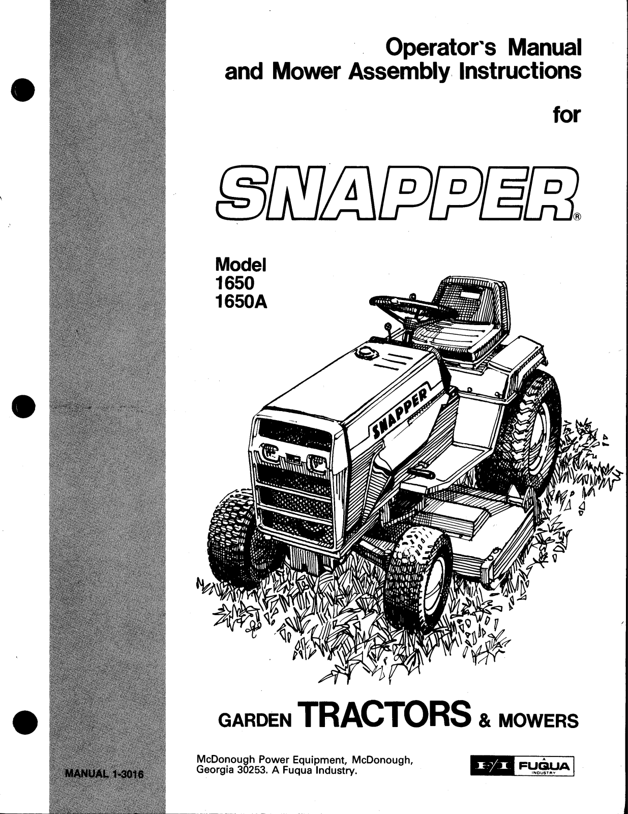 Snapper 1650A User Manual