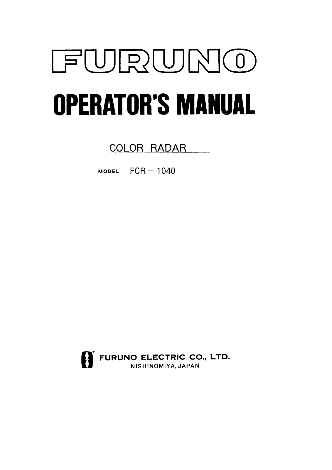 Furuno FCR-1040 User Manual