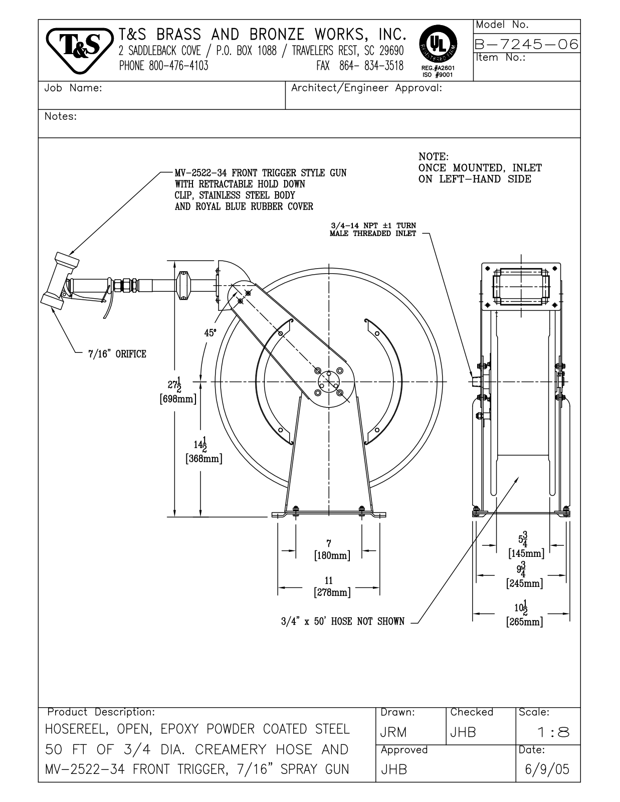 T & S Brass & Bronze Works B-7245-06 General Manual