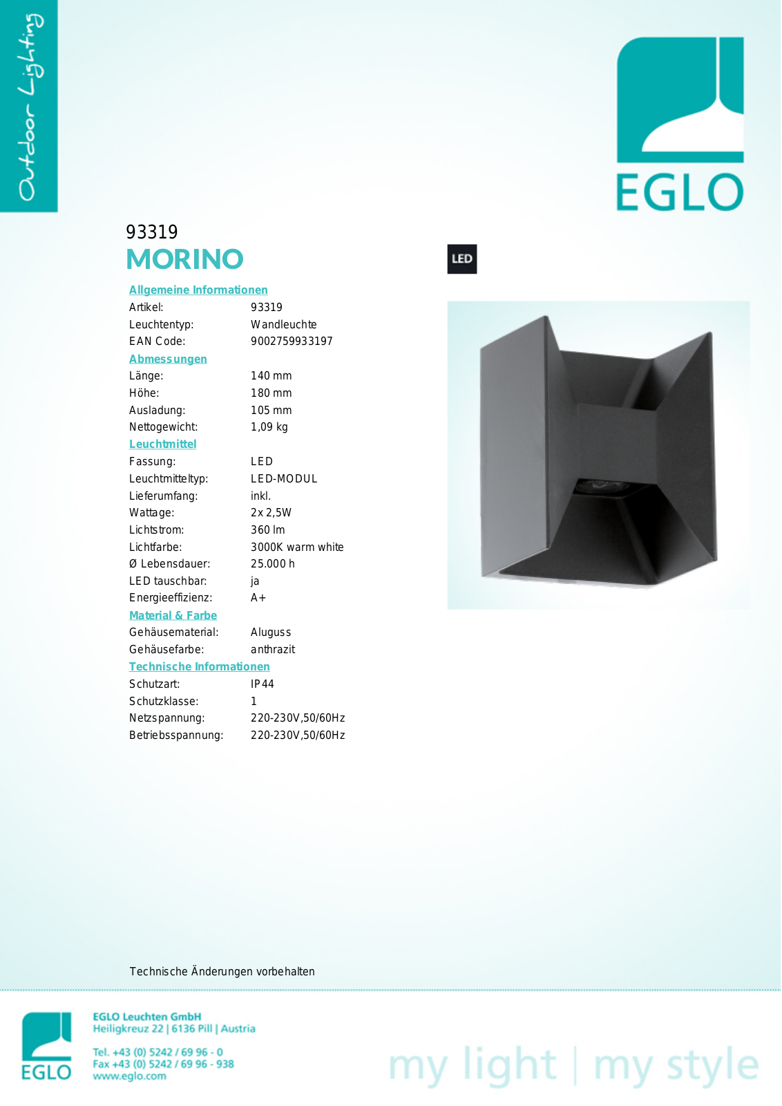 Eglo 93319 Service Manual