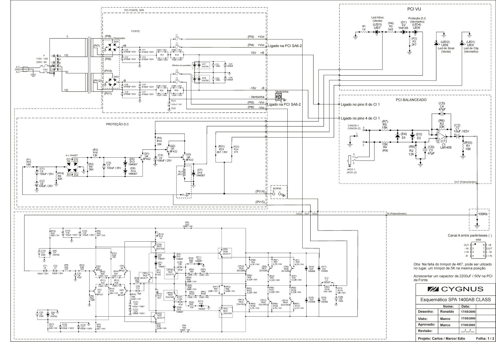 Cygnus SPA1400 Schematic