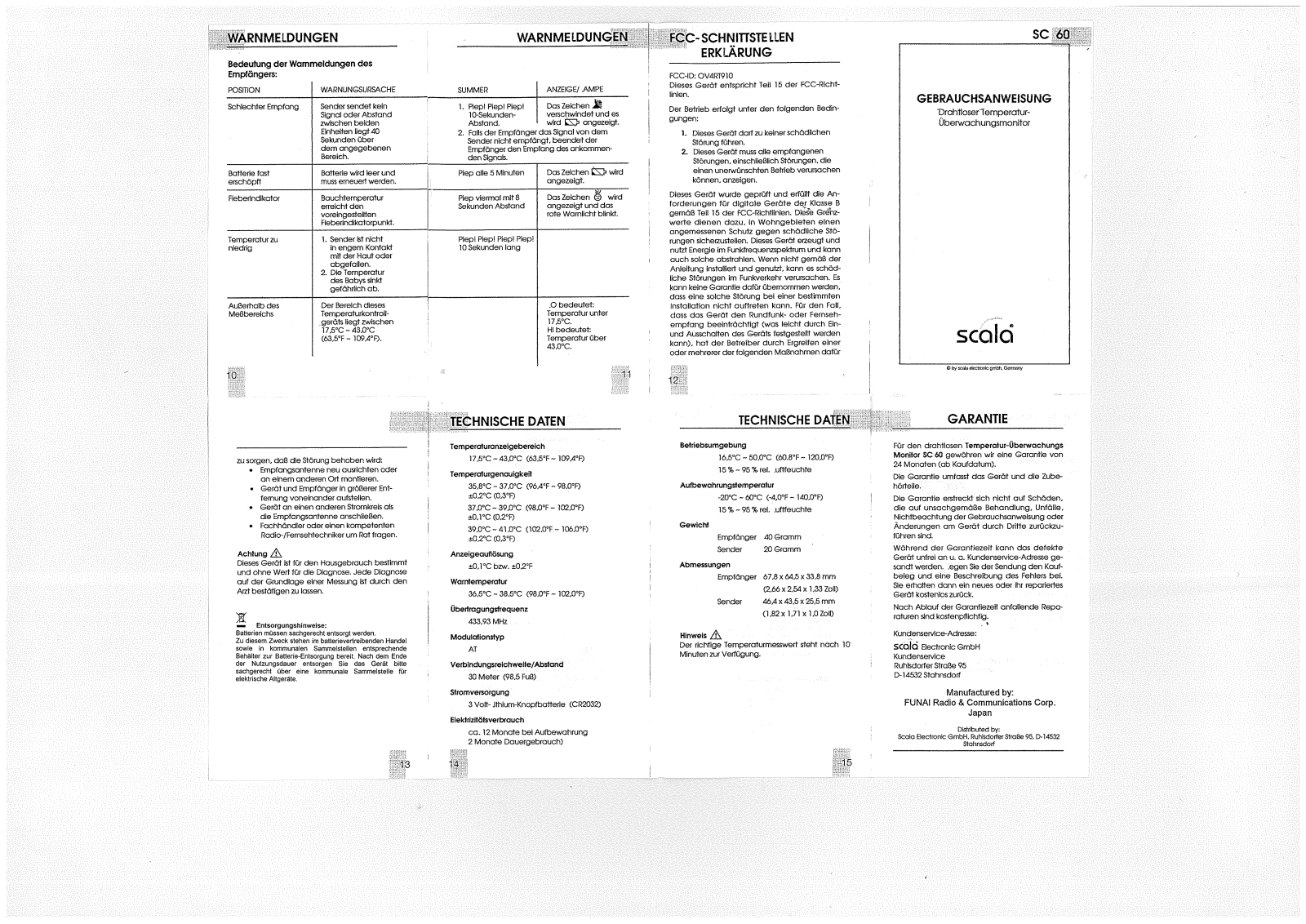 Scala SC 60 User manual