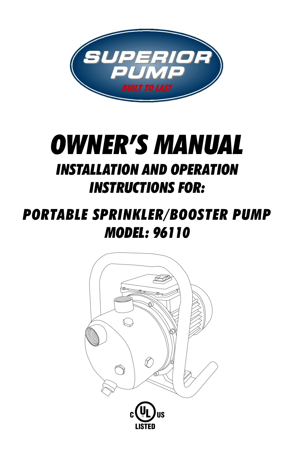 Superior Pump 96110 User Manual