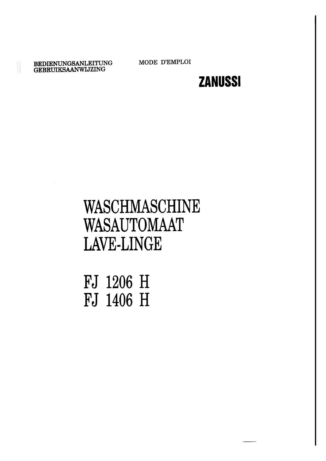 Zanussi FJ1206H, FJ1406H User Manual