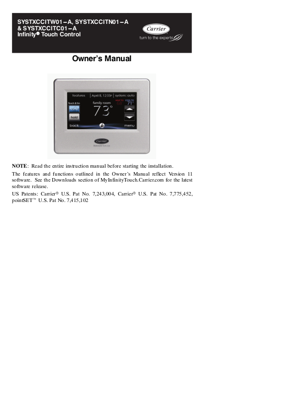 Carrier SYSTXCCITC01-A User Manual