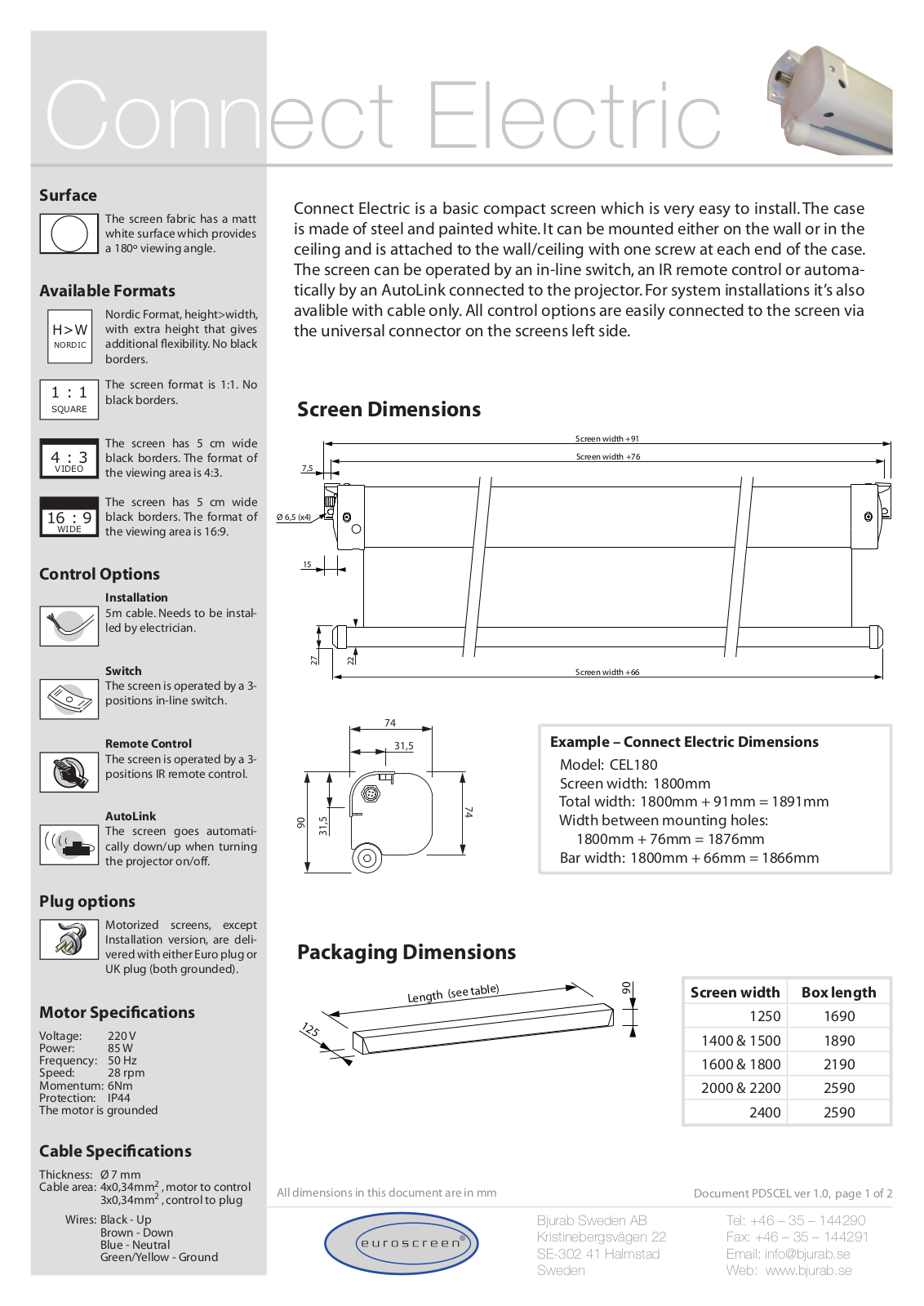 Euroscreen CELIN150 Datasheet