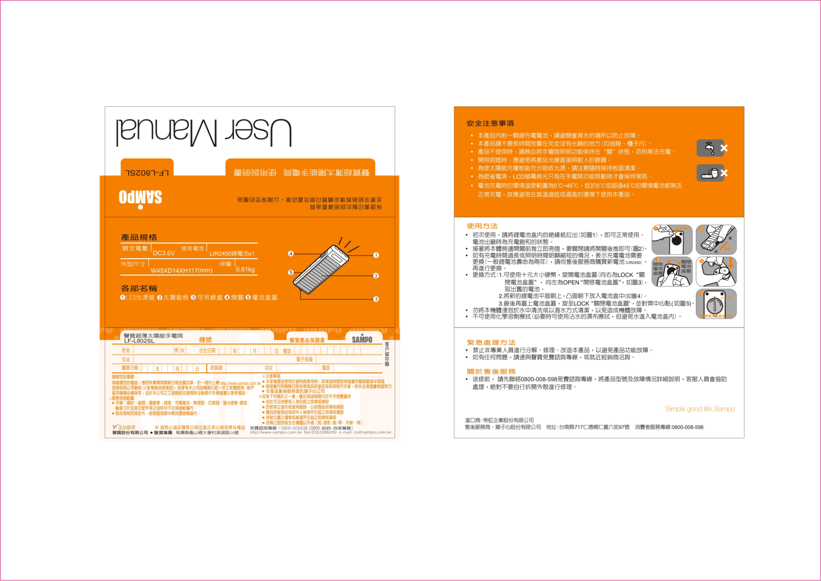 SAMPO LF-L802SL User Manual