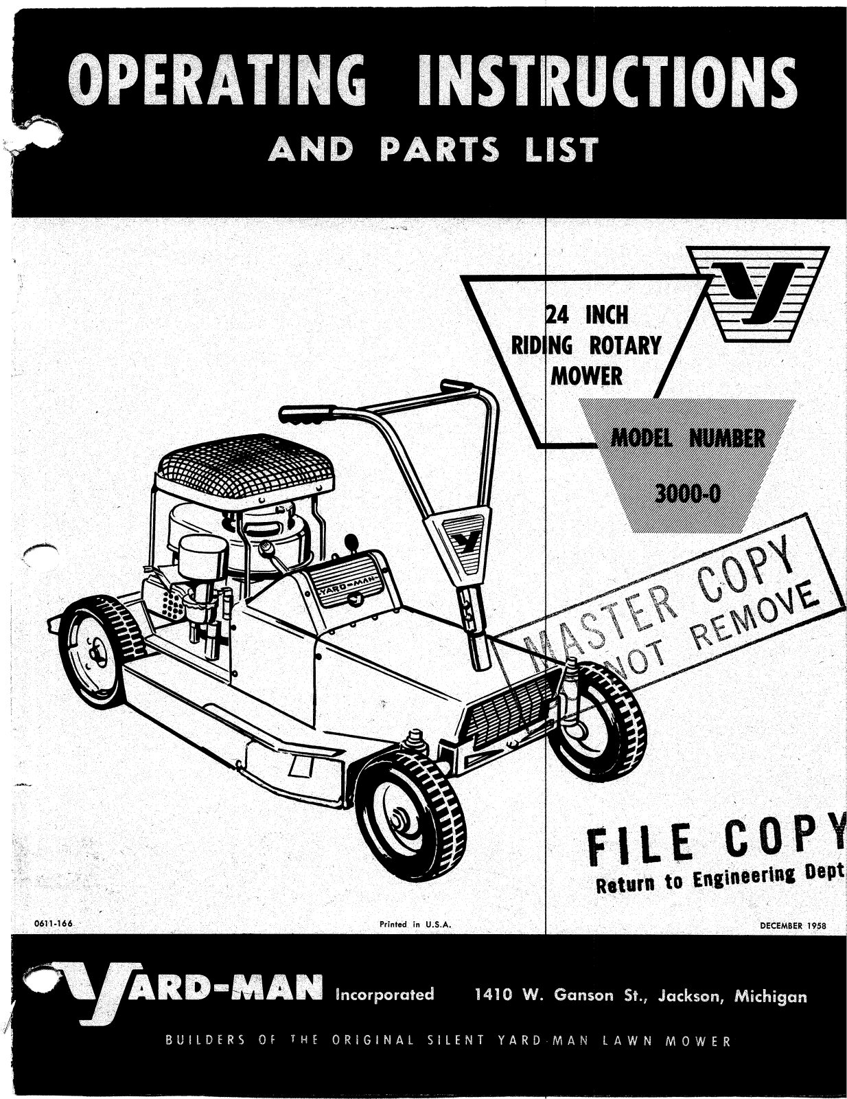 yard-man 3000-0 owners Manual