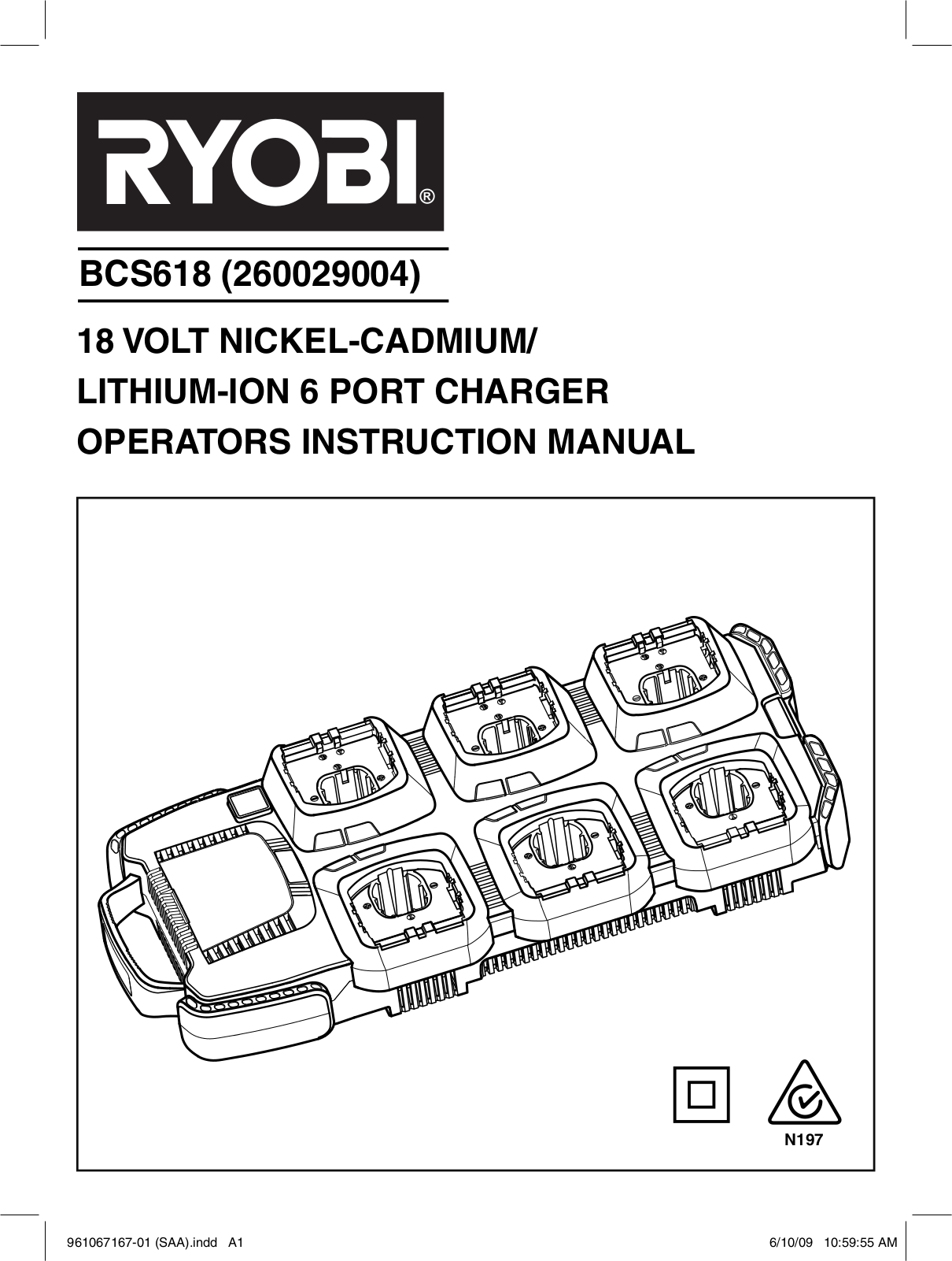 Ryobi 18V 6 PORT SUPERCHARGER DUAL CHEMISTRY BCS618G User Manual