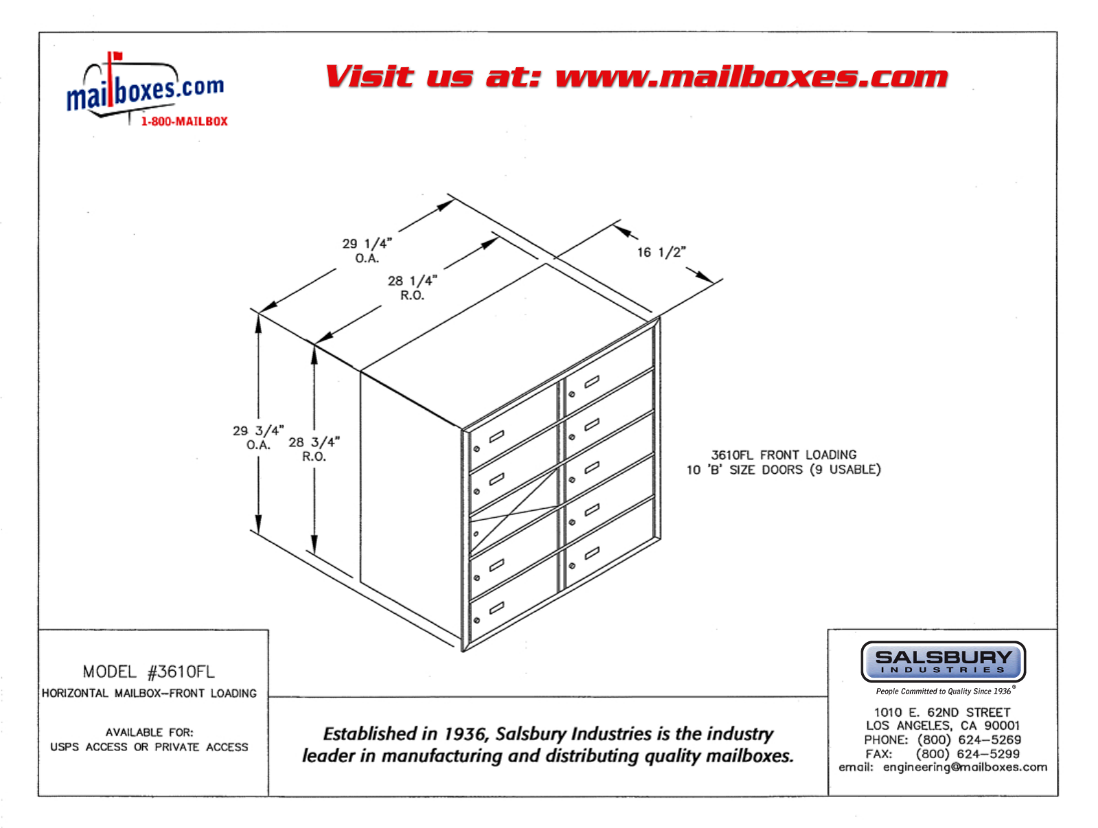 Salsbury Industries 3610ZFU, 3610ZFP User Manual