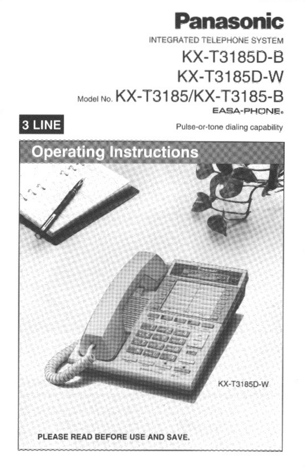 Panasonic KX-T3185, KX-T3185DW, KX-T3185DB, KX-T3185B User Manual