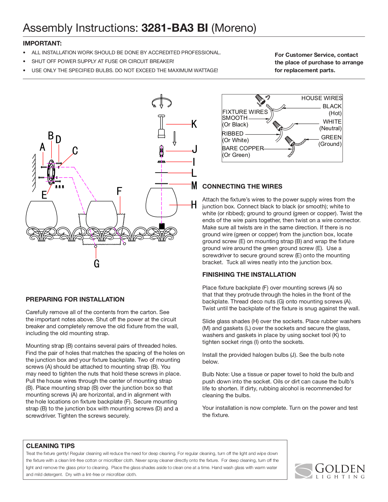 Golden Lighting 3281-BA3 BI User Manual