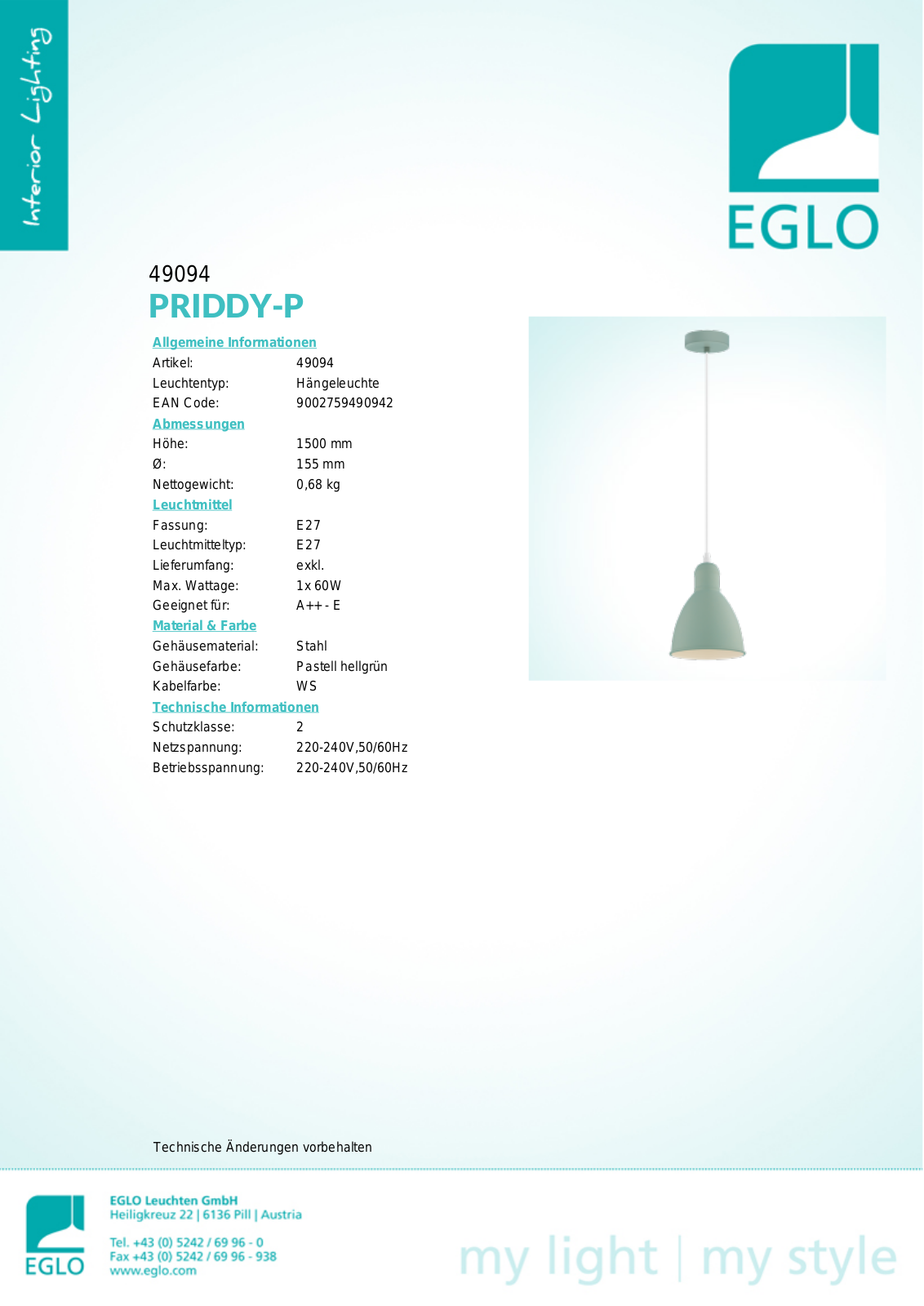 Eglo 49094 Service Manual