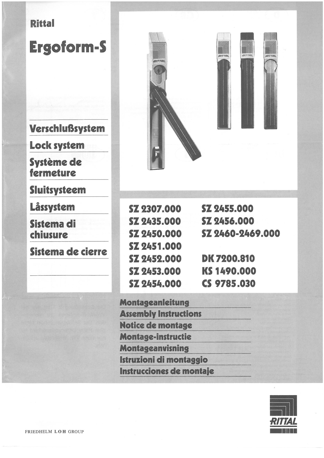 Rittal SZ2307.000, SZ2435.000, SZ2450.000, SZ2451.000, SZ2452.000 Assembly instruction