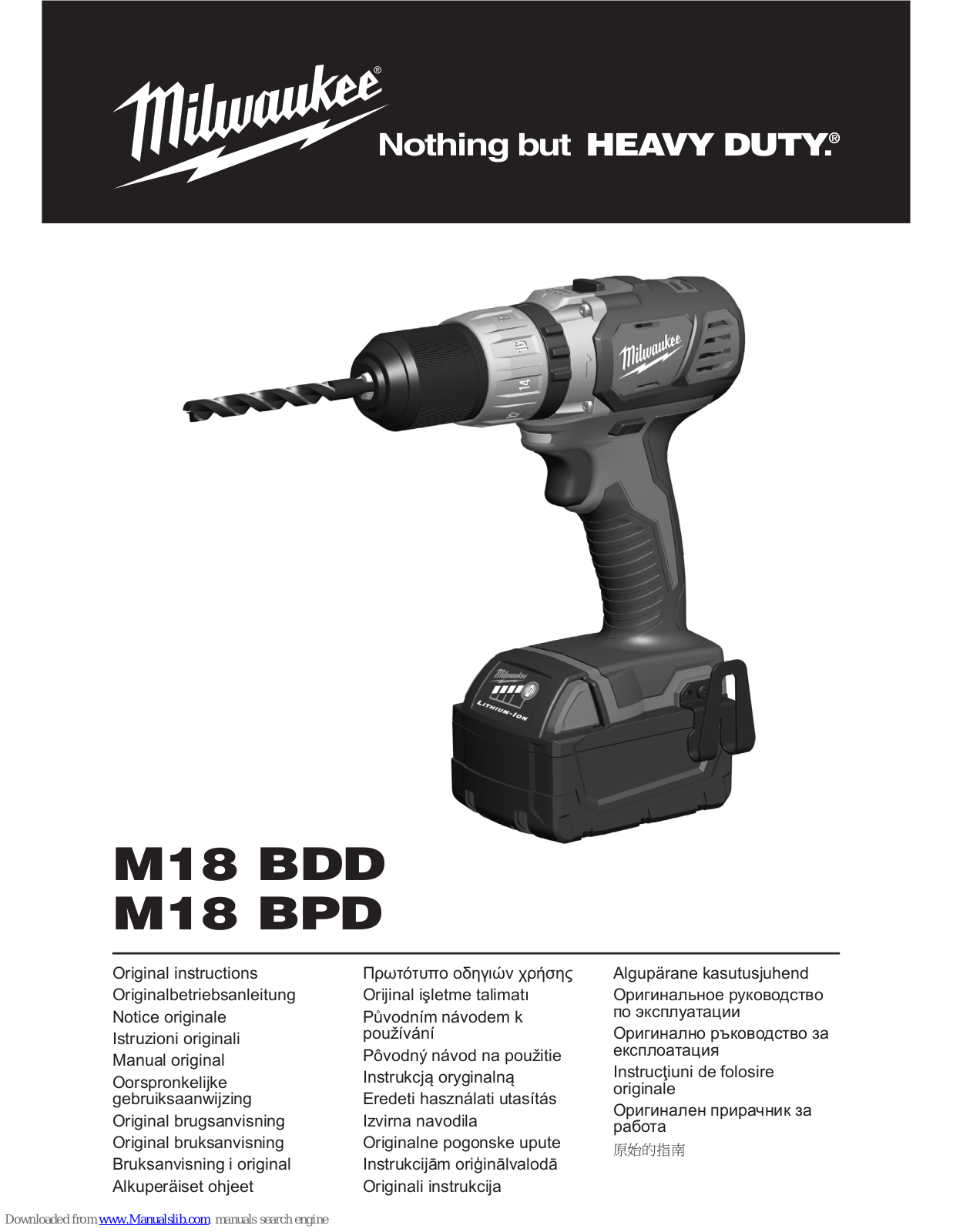 Milwaukee M18 BDD, M18 BPD Original Instructions Manual