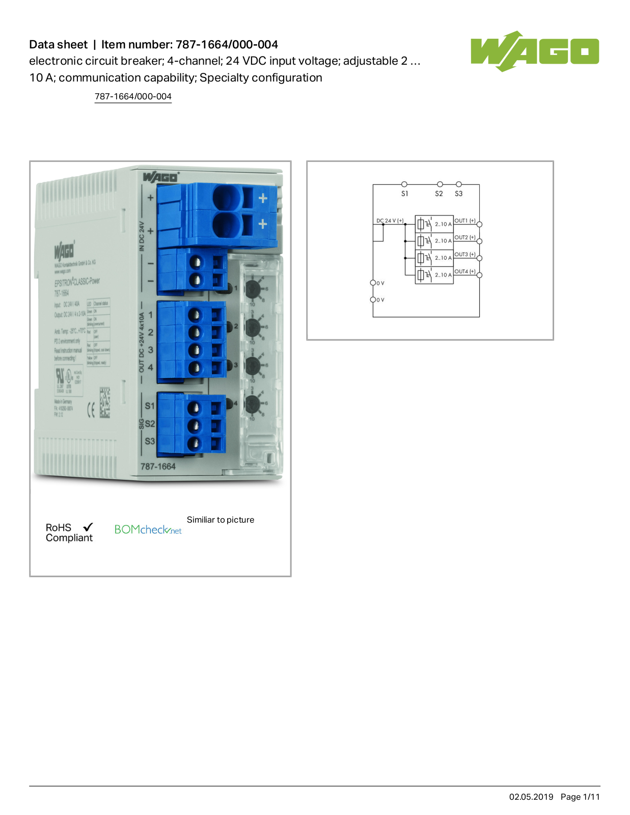 Wago 787-1664/000-004 Data Sheet