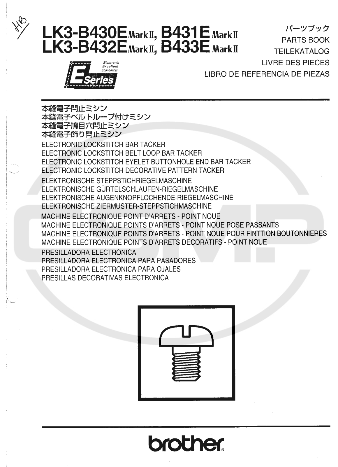 Brother KL3 B430E Parts Book